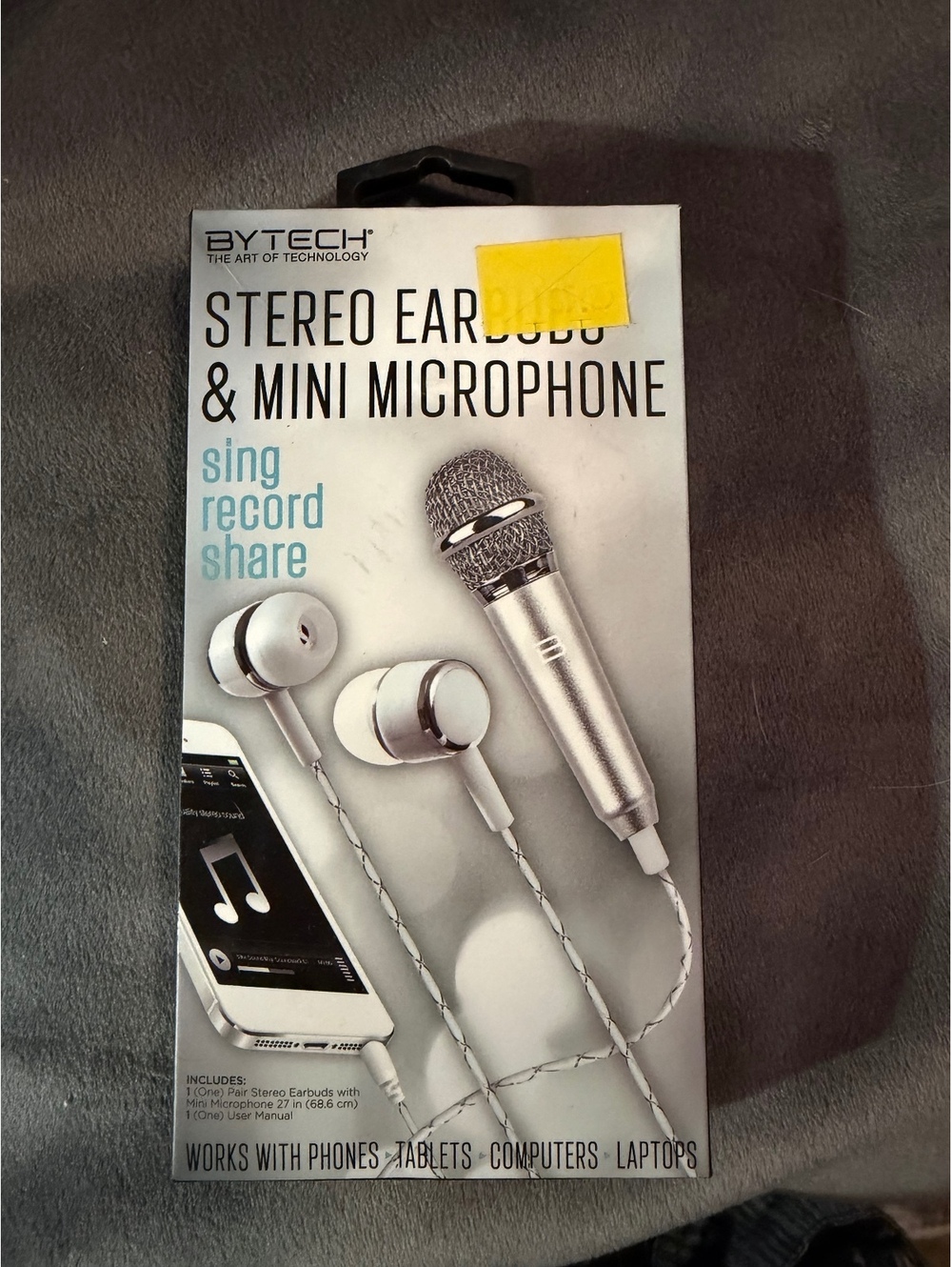 BYTECH Stereo Earbuds & Mini Microphone - Sing, Record, and